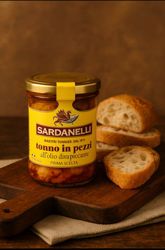 Sardanelli - Tonno in Pezzo all'Olio di Oliva Piccante (vasetto in vetro) 190g
